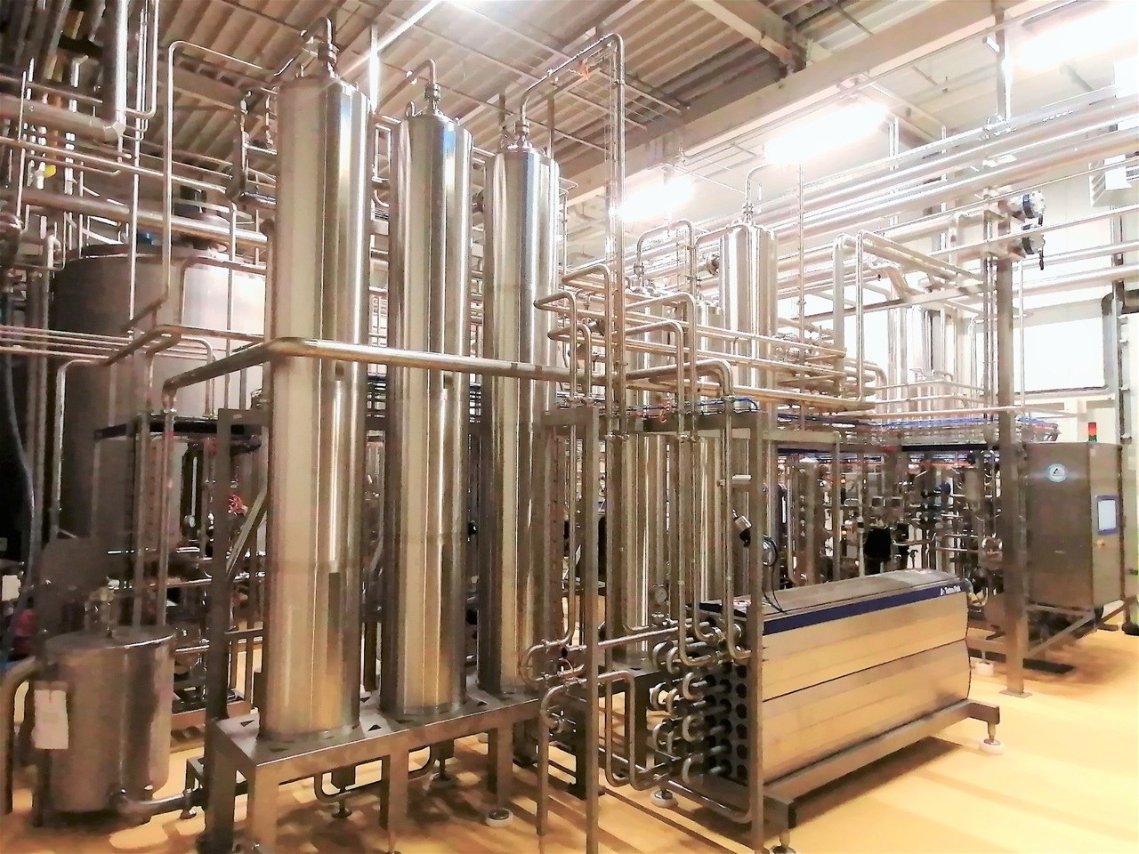 Completed industrial piping in a production environment